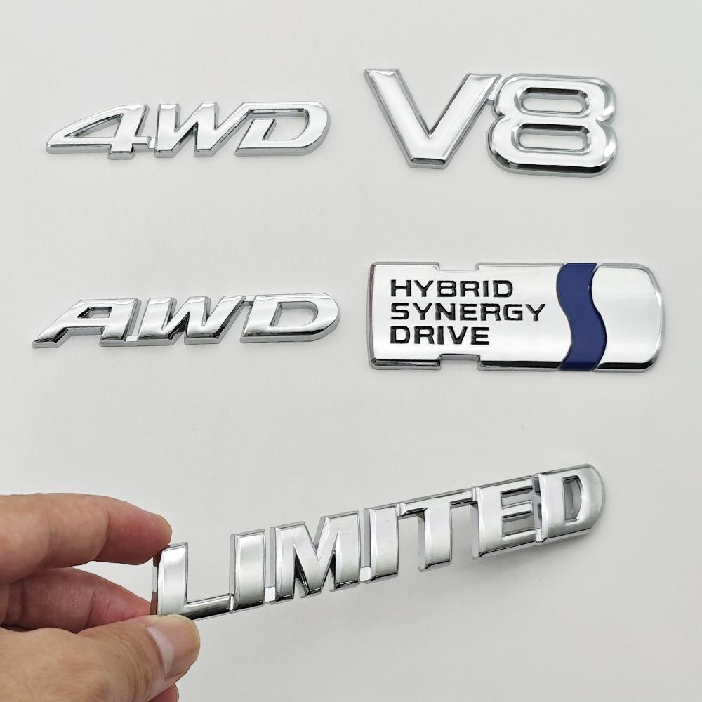 3D Metal Car Sticker HYBRID SYNERGY DRIVE V8 LIMITED AWD 4WD Logo Badge UJG6 Fender Trunk Emblem For Toyota RAV4 Camry RS Accessories