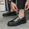 Leather Shoes Men's Summer New One-pedal Casual Business Dress Loafers British Style Black Soft-soled Beanie Shoes
