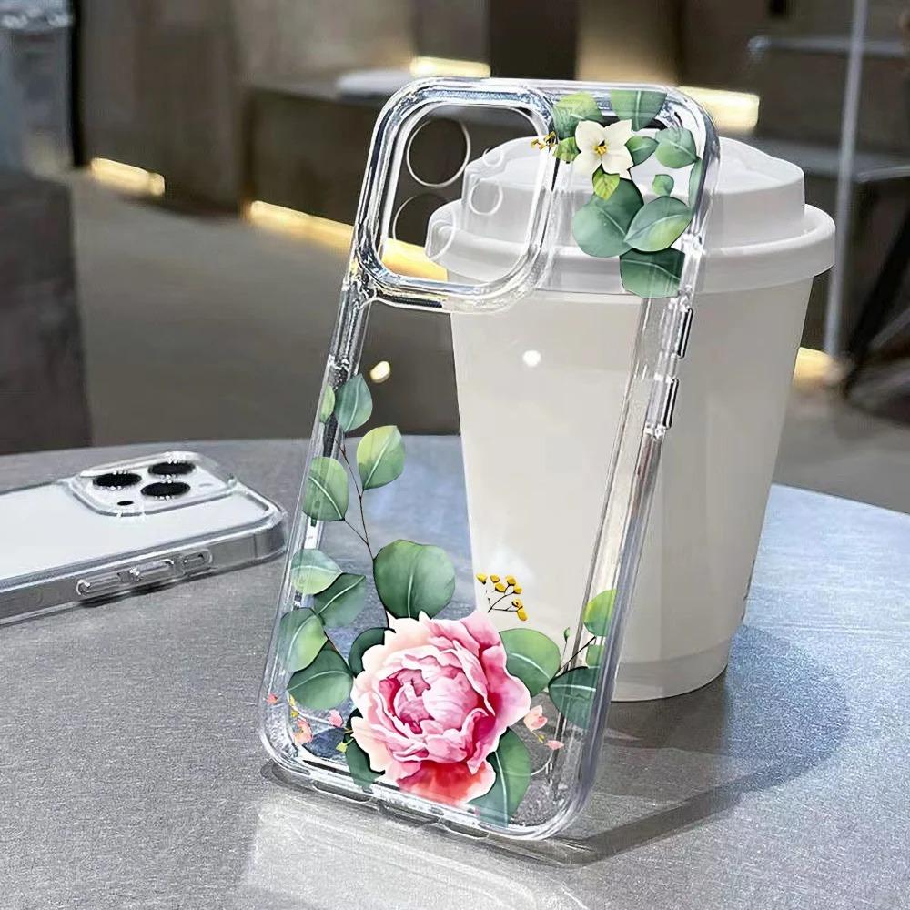 Flowers Phone Case For Xiaomi Redmi Note 14 13 12 Pro Plus 5G 12S 11 10 Redmi 13 12 14C 13C 12C Transparent Shockproof TPU Cover