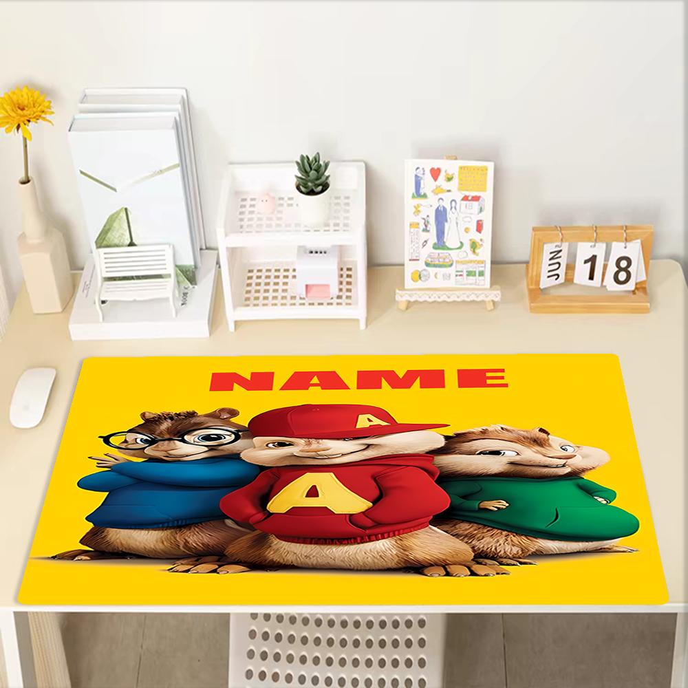 Custom Name Alvin and the Chipmunks Theme Mouse Pad, Non Slip Rubber Base, Multifunctional Office & Home Decor, Perfect for Workspace Personalization.