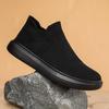 Men's Pure Black Slip-On Breathable Sports Shoes with Soft Sole