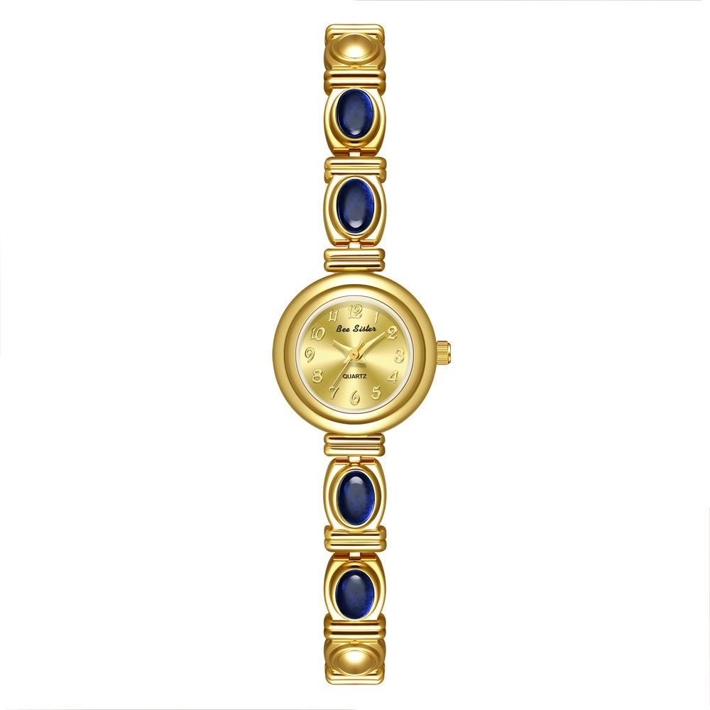 NEW Luxury Circular Dial Women's Watch Lucky Natural Jade Colorful Jewelry Quartz Ladies Wristwatch Waterproof Watches for Women