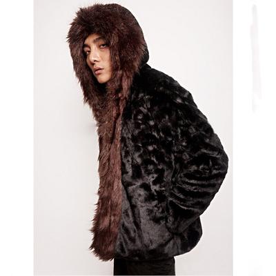 Herbst- und Winter Herren Jacke aus Imitat-Nerzfell, schlank geschnitten, mit Kapuze, Herrenmantel aus ganzem Nerzfell, neues Sonderangebot