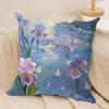 Flowers Iris Cushion Cover Soft Plush Fabric Double-Sided Printed Sofa Cushion Cover For All Seasons Home Decor Gift