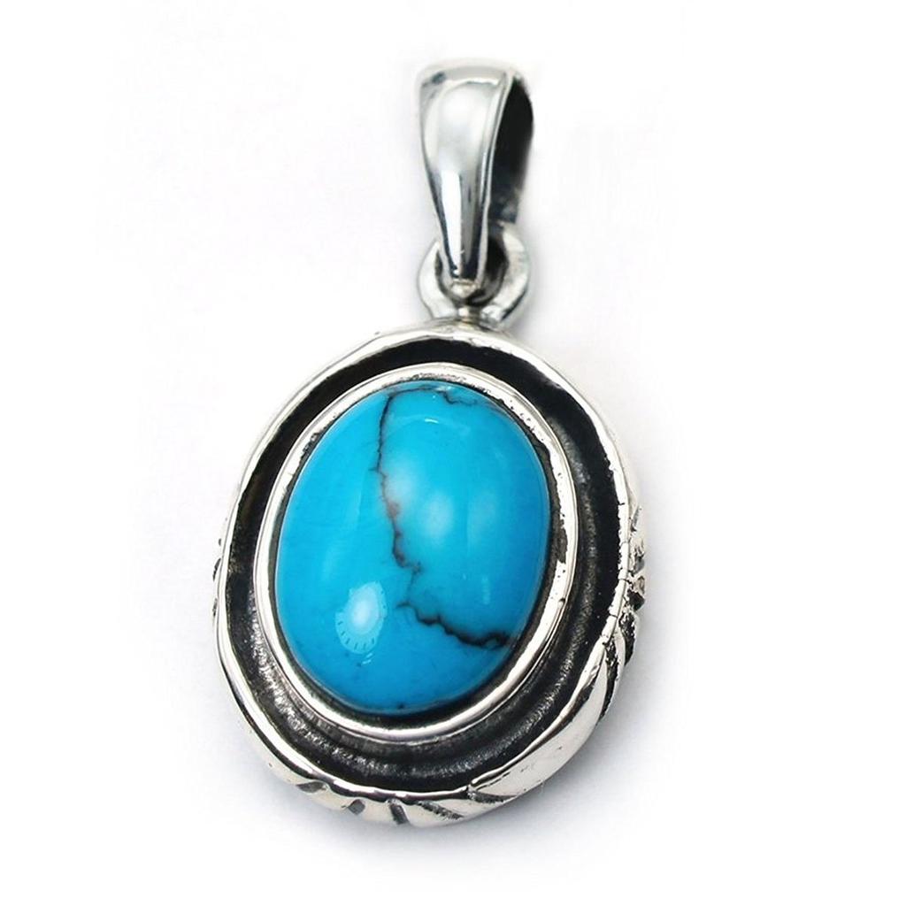 Sterling Silver 925 Turquoise Single Stone Pendant Top Pendant Head Necklace