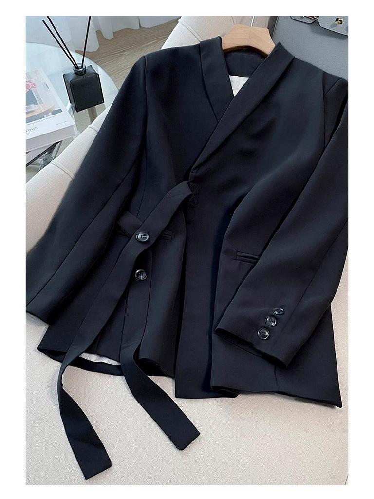 Společenský oblek Socialite 2024 se šněrováním, dvoudílný, korejský střih: Dámský volný jarní/podzimní styl