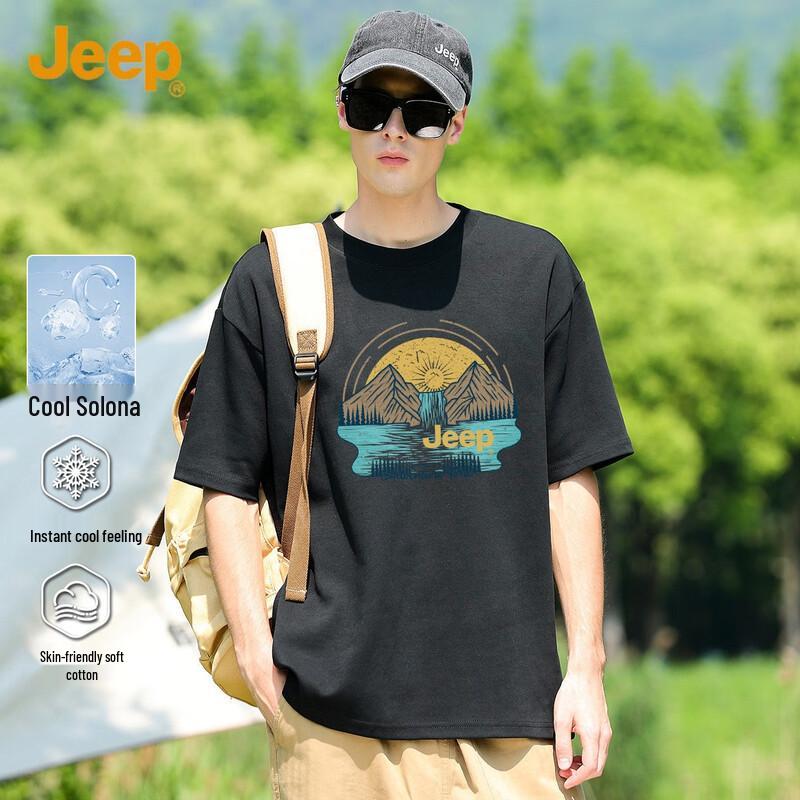 JEEP Men s Heavyweight Drop-Shoulder Casual T-Shirt XL