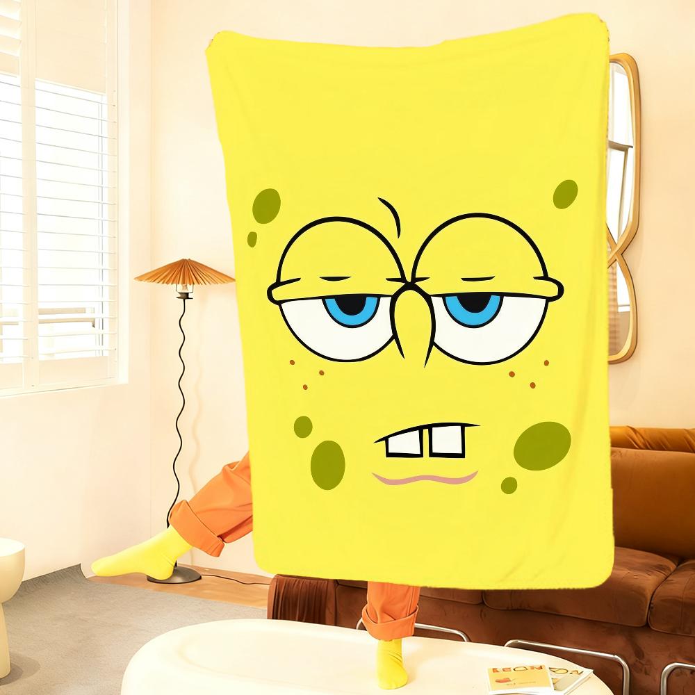 S-sponge-Bob-b cartoon Pants-s Blanket Throw Super Cosy Plush Living Room Sofa Couch Childish Birthday Gifts S-square- cute