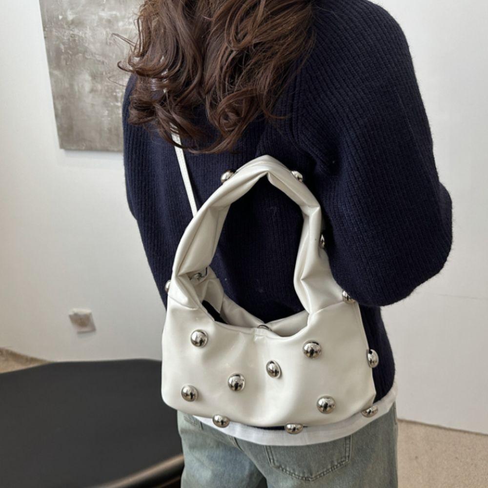 Punk Style Rivet Shoulder Bag PU Leather Women's Handbag Fashion Rivet Underarm Bag  Girls