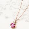 BELLA BOX New Exquisite Elegant Crown Peach Blossom Heart-shaped Sea Blue Zircon Pendant Feminine Clavicle Chain Necklace Charm Birthday Party