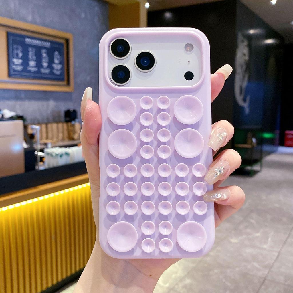 Suction Cup Silicone Case for Apple 15 Pro Max - 3D Liquid Anti-Drop Protection