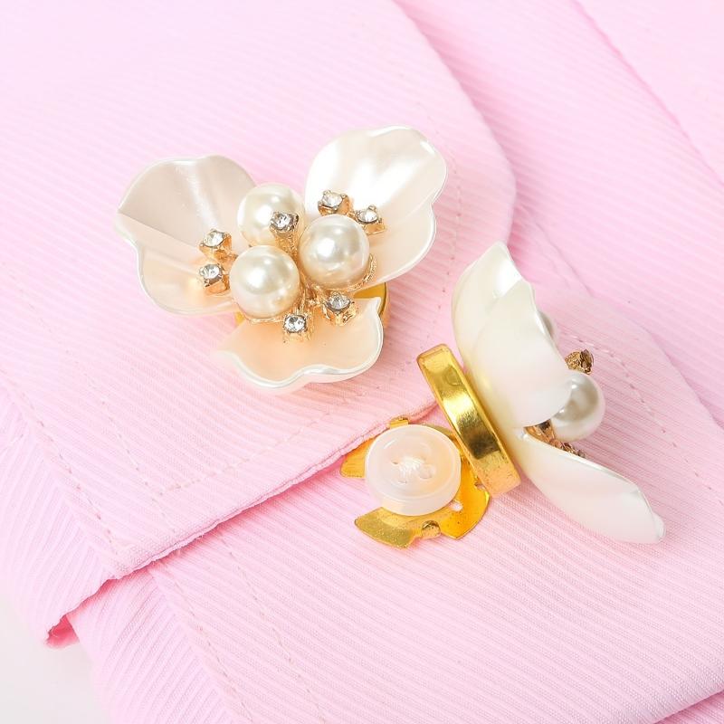 Perlenblumen-Knopfabdeckung Strassbesetzte Clips Abnehmbare Manschettenknöpfe Knopfabdeckung Für Damen Hemden Basteln DIY