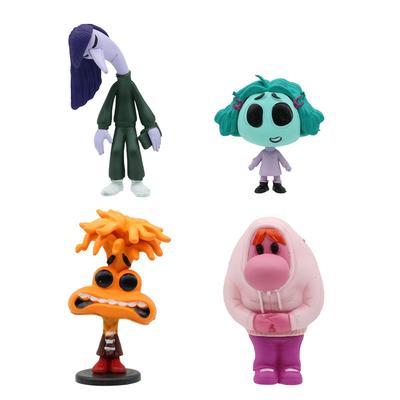 4pcs/Set Inside Out 2 Figure Toys Cartoon Movie Joy Anxiety Anger Sadness Disgust Fear Model Pvc Doll Figurines Children Gift