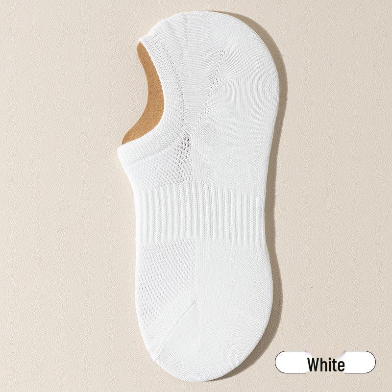 Men s Mesh Breathable Non-Slip Low-Cut Socks - Odor Resistant, Sweat Absorbent, Summer Cotton One Size белый
