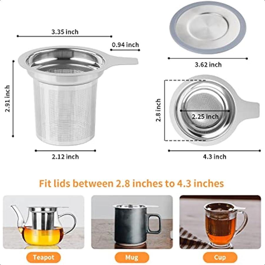 

Чайный заварник-сито из сверхтонкой сетки, нержавеющая сталь, для рассыпного чая, диффузор с корзиной большой вместимости и крышкой, подходит для Te United States