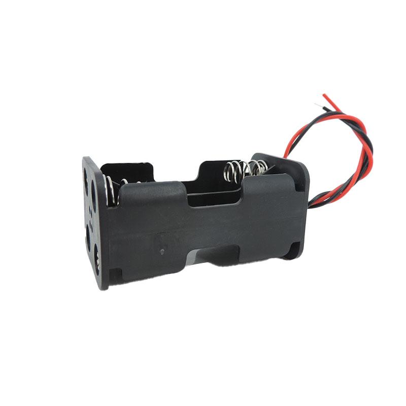10pcs 4 Solts AA Battery Holder 6V 1.5V for AA Batteries Black Plastic Storage Box Case Dual Layers with 2pin Cable Connector