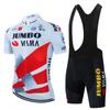Jumbo Visma Cycling Jersey Set Short Sleeve Mens Breathable Quick Dry Mountain Road Bike Apparel