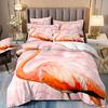 Flower Flamingo Bedding Set For Girl,Flamingos Full Bed Set,2 People Comforter Cover,Pink And Black Pdouble Bed Cover,Microfiber