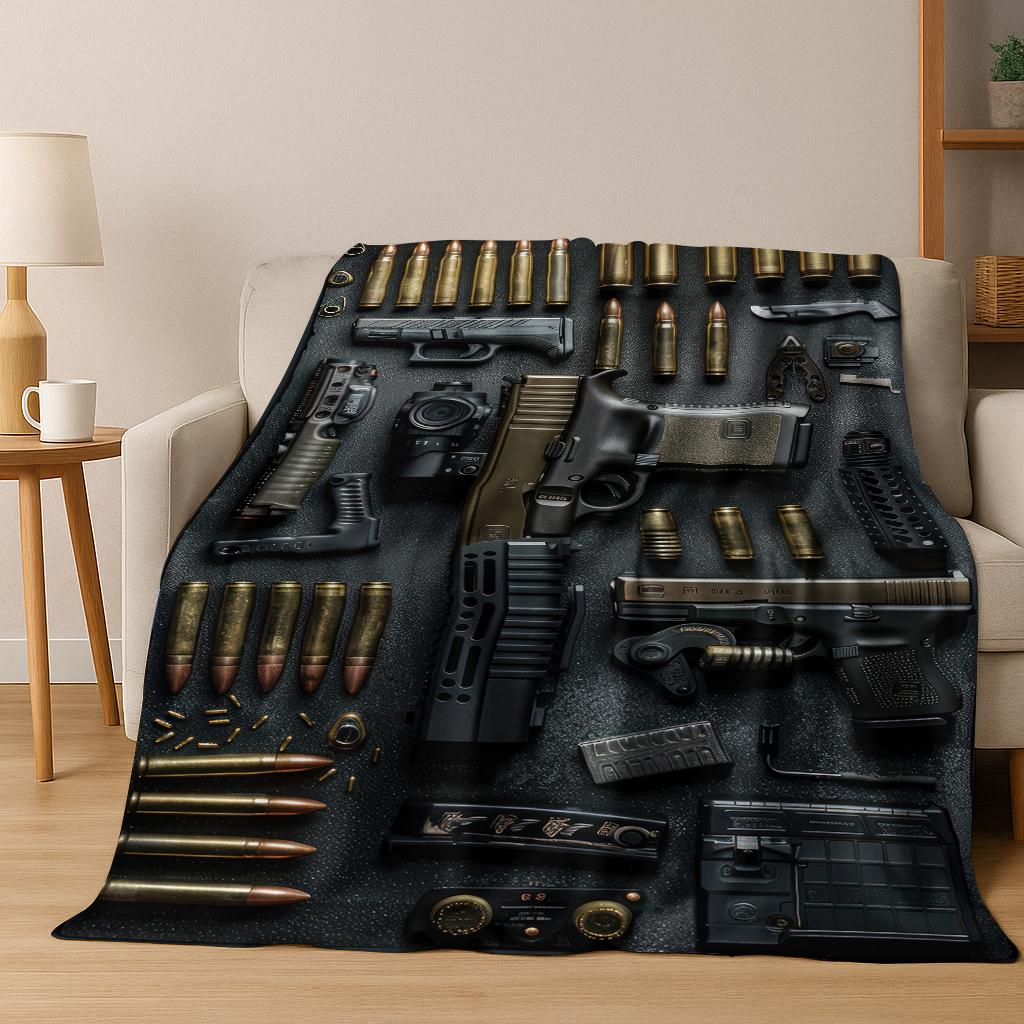 Wood Metal Gun Case Box Military Equipment Flannel Blanket,Cozy Soft Throw Blanket for Home Bedroom Bed Sofa Picnic Cover Gift