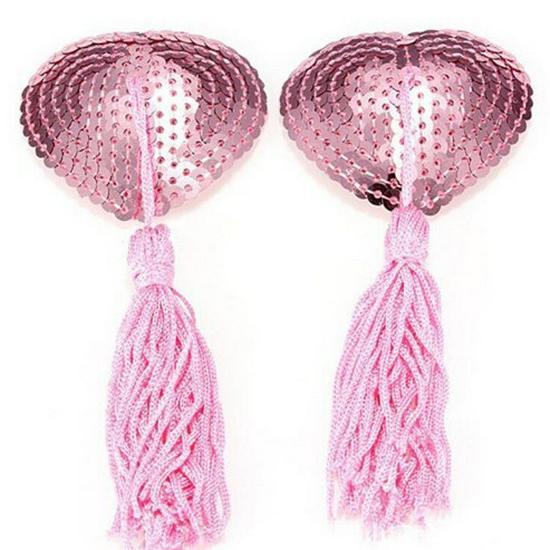 Tassel Heart Sequin Nipple Covers – Sexy Lingerie Accessories with Blood Drop Design