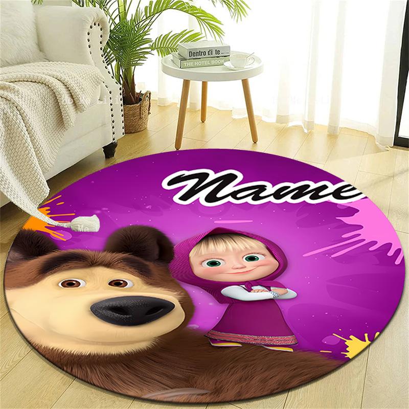 Personalized M-Masha and the Bear Round Chair Office Rug - Perfect for Mat, Office Chair & More - Ideal Gift for Birthdays and Holidays