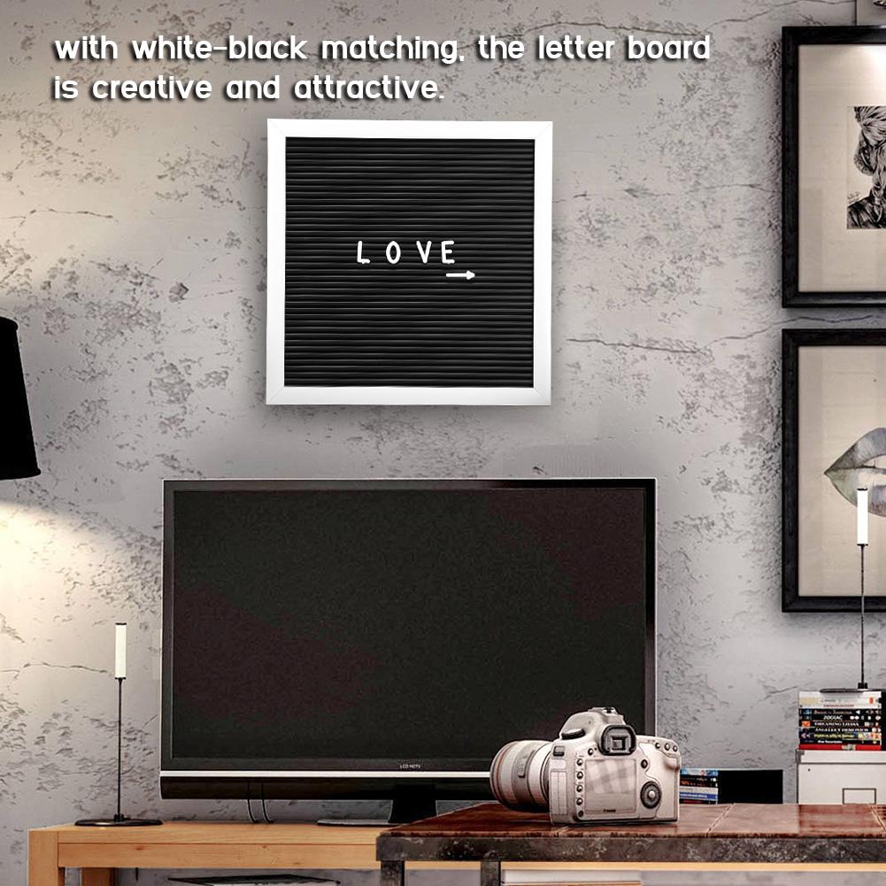 25cm*25cm Message Plastic Letter Board Sign Changeable Letters Numbers Room Decor (White Frame)