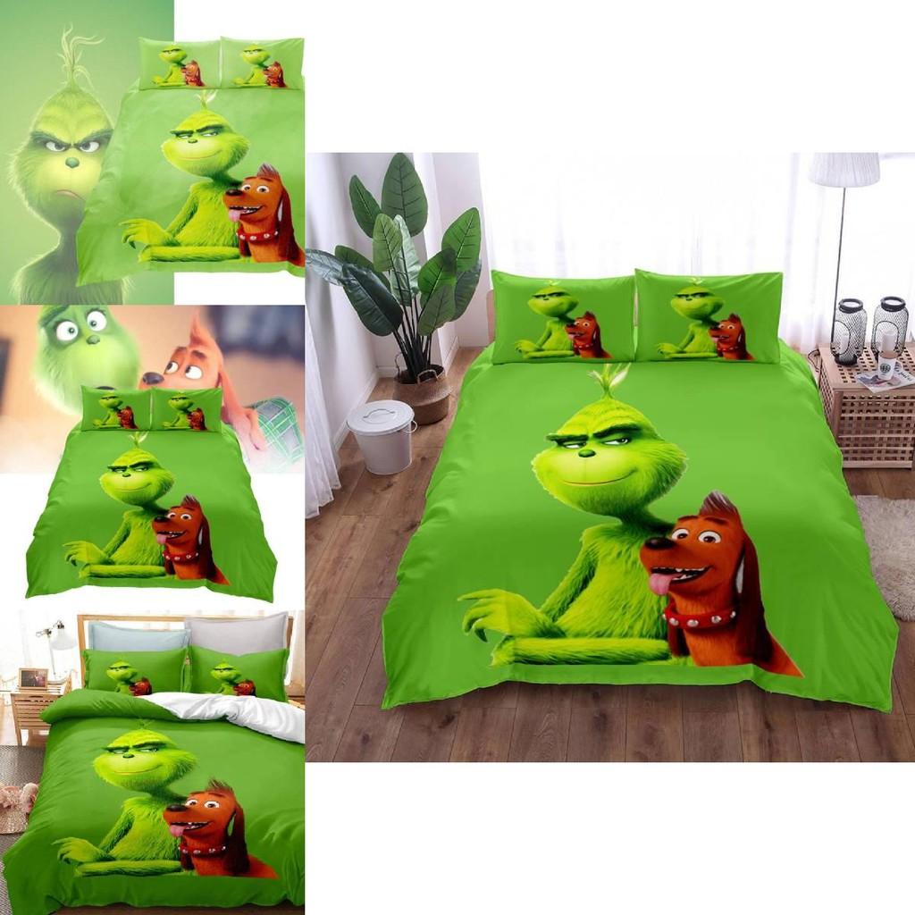 Das Grinch Zeichentrickfigur 3D-gedruckte Bettbezug-Set für moderne Schlafzimmerdekoration