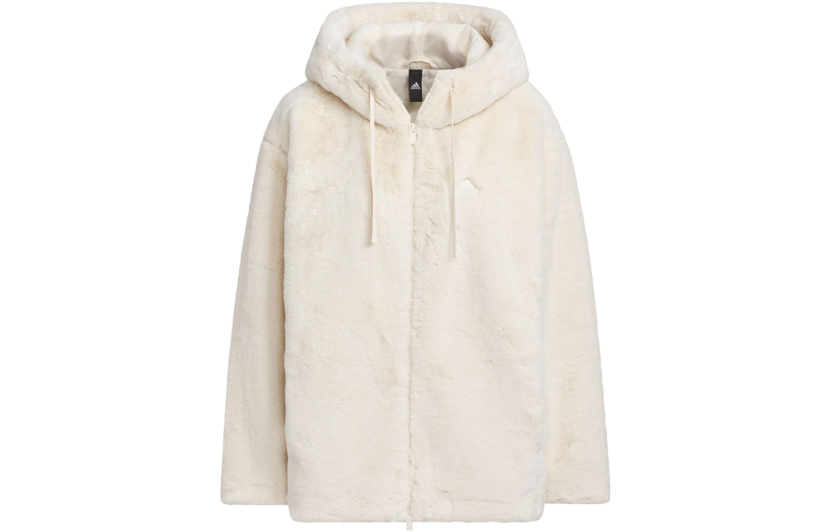 Adidas Velvet Jackets Women s Wonder White Hooded Moderate IZ4565 XXL