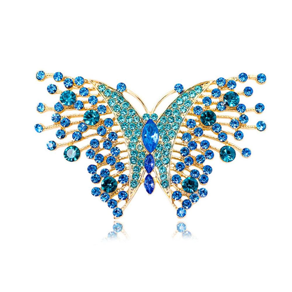 Modische Schmetterling bunte Zirkon Brosche, Anti-Exposition Nadel für Damen, Metallknopf zum Befestigen von Kleidung, Hochzeitsfeier Geschenk