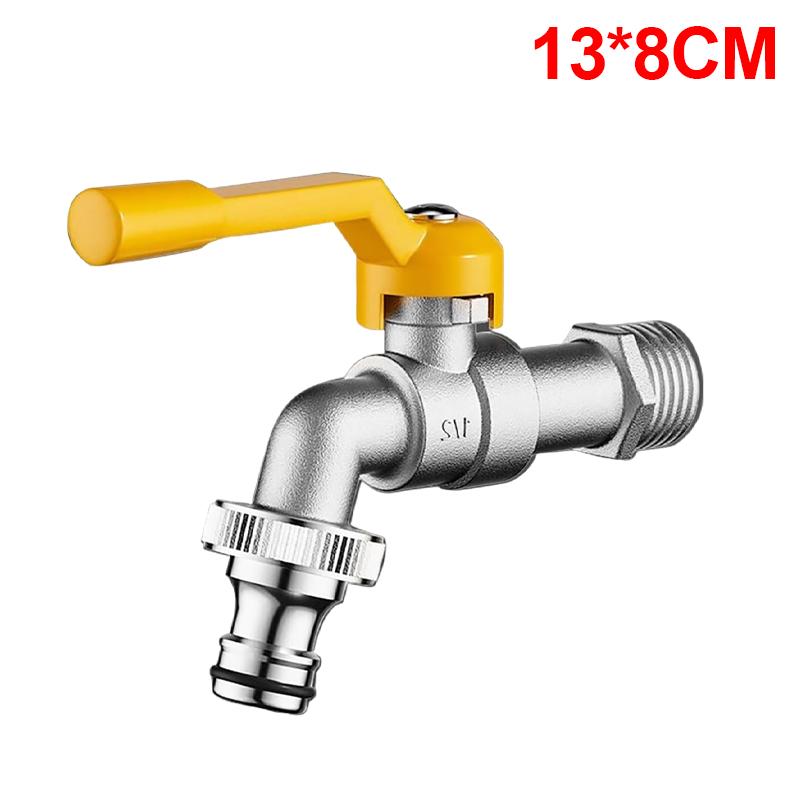4/6-Point Brass Garden Faucet Dual Outlet Freeze Proof Outdoor Spigot Hose Connector Heavy Duty for Watering Washing Machine