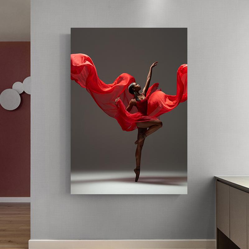 Modern African American Woman Dancer Canvas Painting, Black Ballerina Art Print, Canvas Wall Art Canvas Design, Home Decor