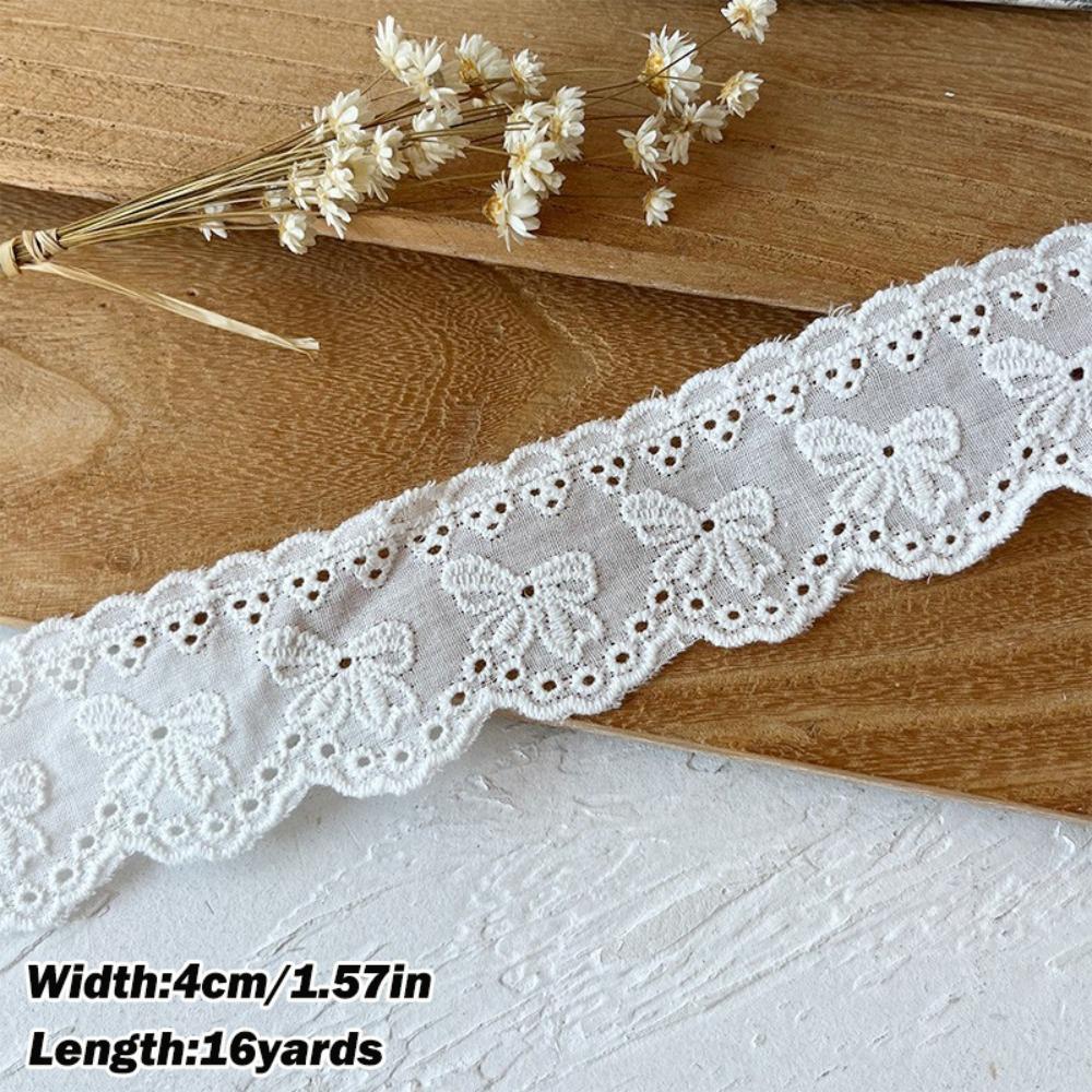 Decorative Trim White Ivory Cotton Lace Trim 16 Yards Embroidery Floral Embroidery Ruffle Sewing Trim