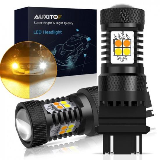 2X 3157 3156 LED DRL Switchback Turn Signal Bulbs Light 4157na 3457a White Amber