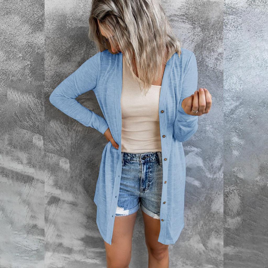 Summer Women S-5XL Cardigan Sunscreen Clothing Spring and Autumn Casual Solid Long Sleeve Coat Versatile Loose Top Plus Size