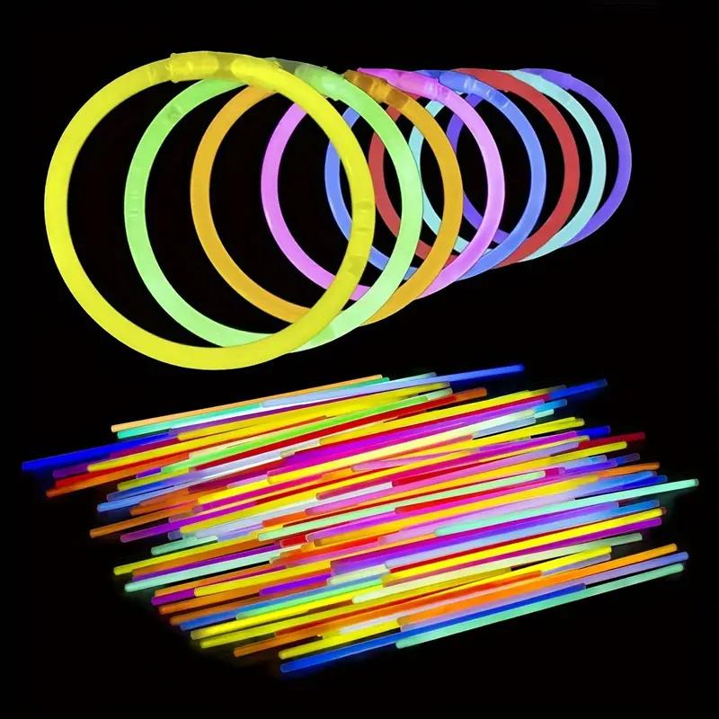 100Pcs 8-Inch Neon Glow Sticks Toys Vibrant Multicolor Glow Ties for DIY Jewelry Party Gifts Birthdays Halloween Decorations