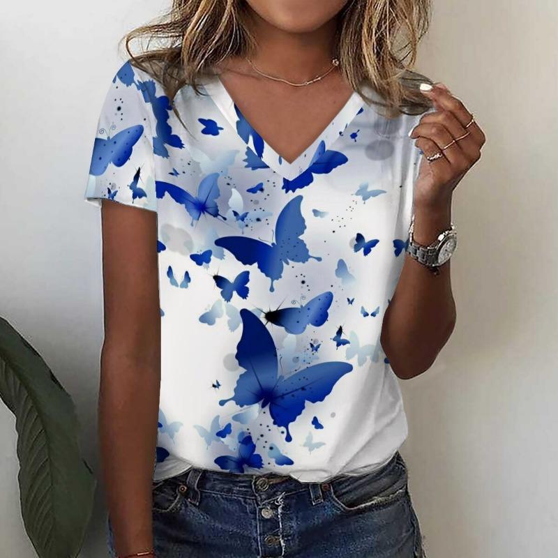 

Leaves 3D Print T Shirt Summer Women V-Neck Tees Tops Streetwear Harajuku Oversized T-Shirts Woman Clothing S