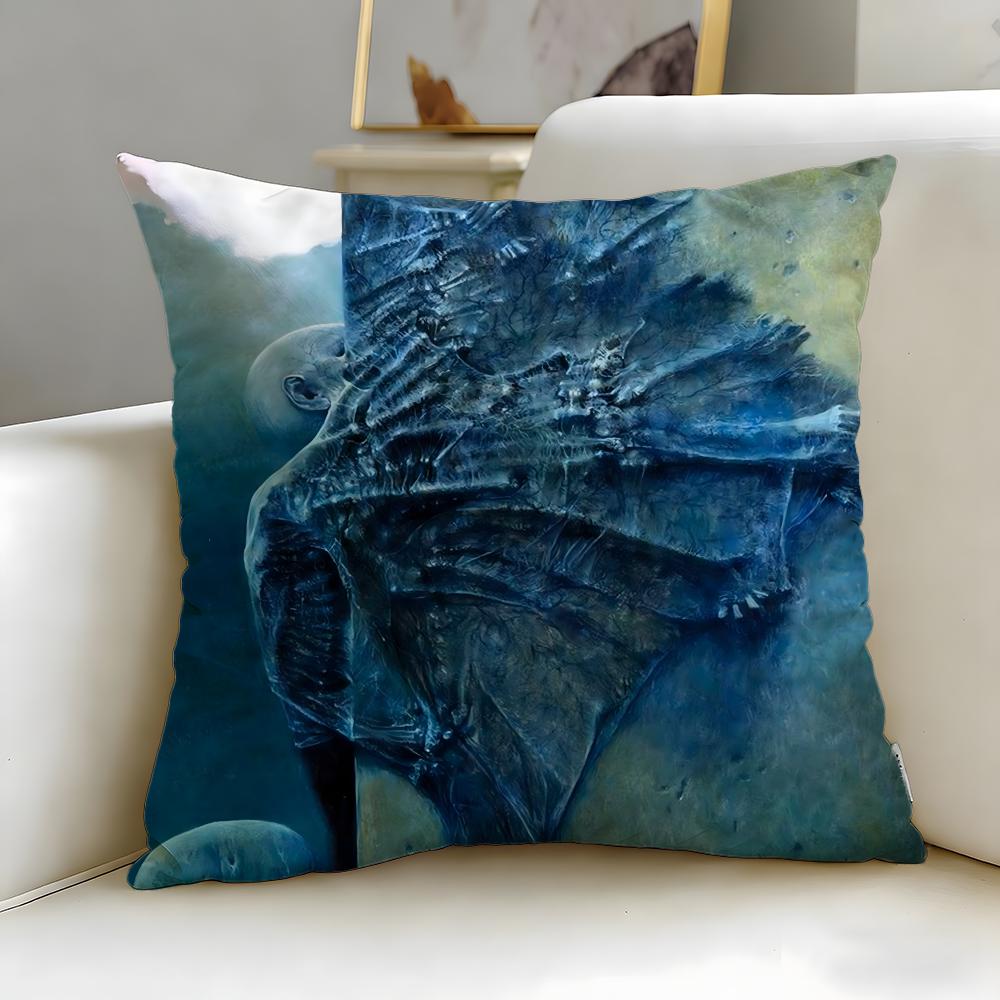 classic painter Zdzislaw Beksinski Cushion Cover Soft EasyWash Pillow Case Versatile for Couch Bed Travel and Office