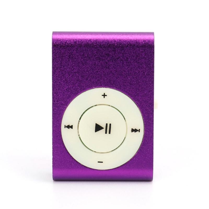 

Pocket Size Metal Clamp MP3 Player Expandable Storage via Memory Card Rich Bass Sound Extended Battery фіолетовий