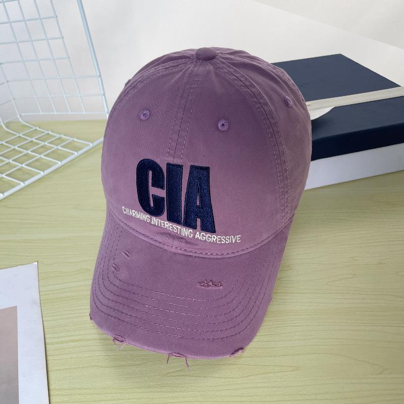 Casquette de baseball rétro américaine brodée et usée, polyvalente pour toutes les saisons, fait paraître le visage plus petit, casquette de sport, mode de rue étudiante