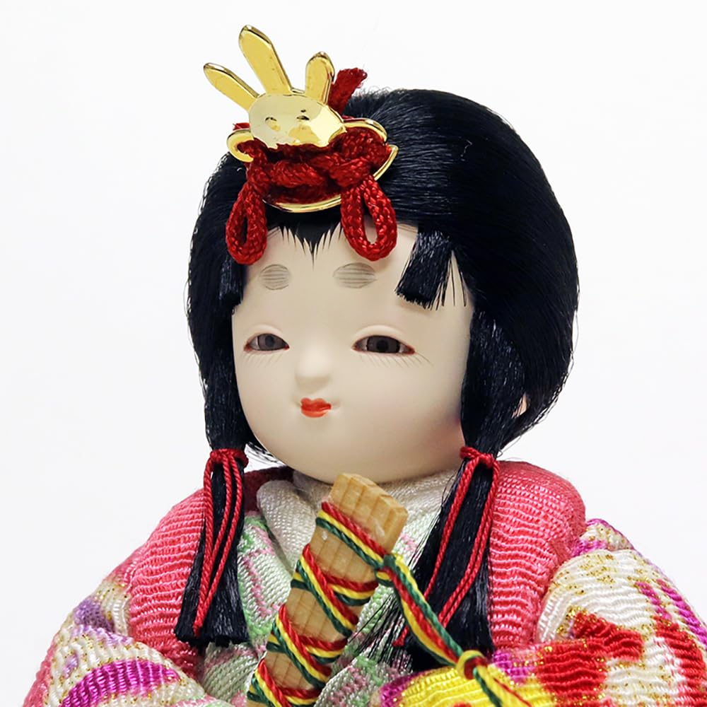 Hina Wooden Doll by Kotohoki Single Doll with Round Doll, Kanna, Tray, Natural, KTH-3201A2