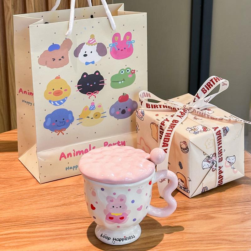 Graduation season souvenirs for classmates and teachers, cute rabbit ceramic mug, birthday gift box for boys and girls