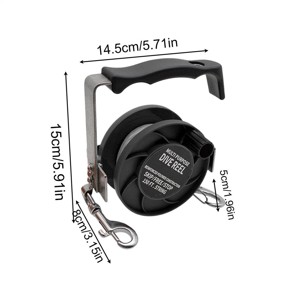

Dive Reel Line 290FT Heavy Duty Adjustable Nylon Rope Tool Diving Tool For Snorkeling Spearfishing Boat Outdoor Beach Underwater чёрный