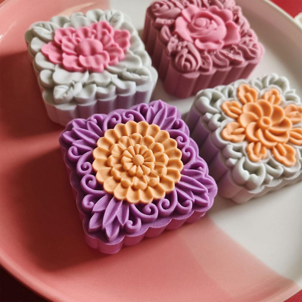 Kitchen Supplies Chinese Style Flower Shape Mooncake Moulds Multi-Purpose Reusable Festival Cookie Decorate Tool