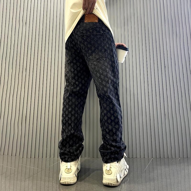 JYL Mens Jeans  Zipper Straight Summer Casual Trendy Denim Pants