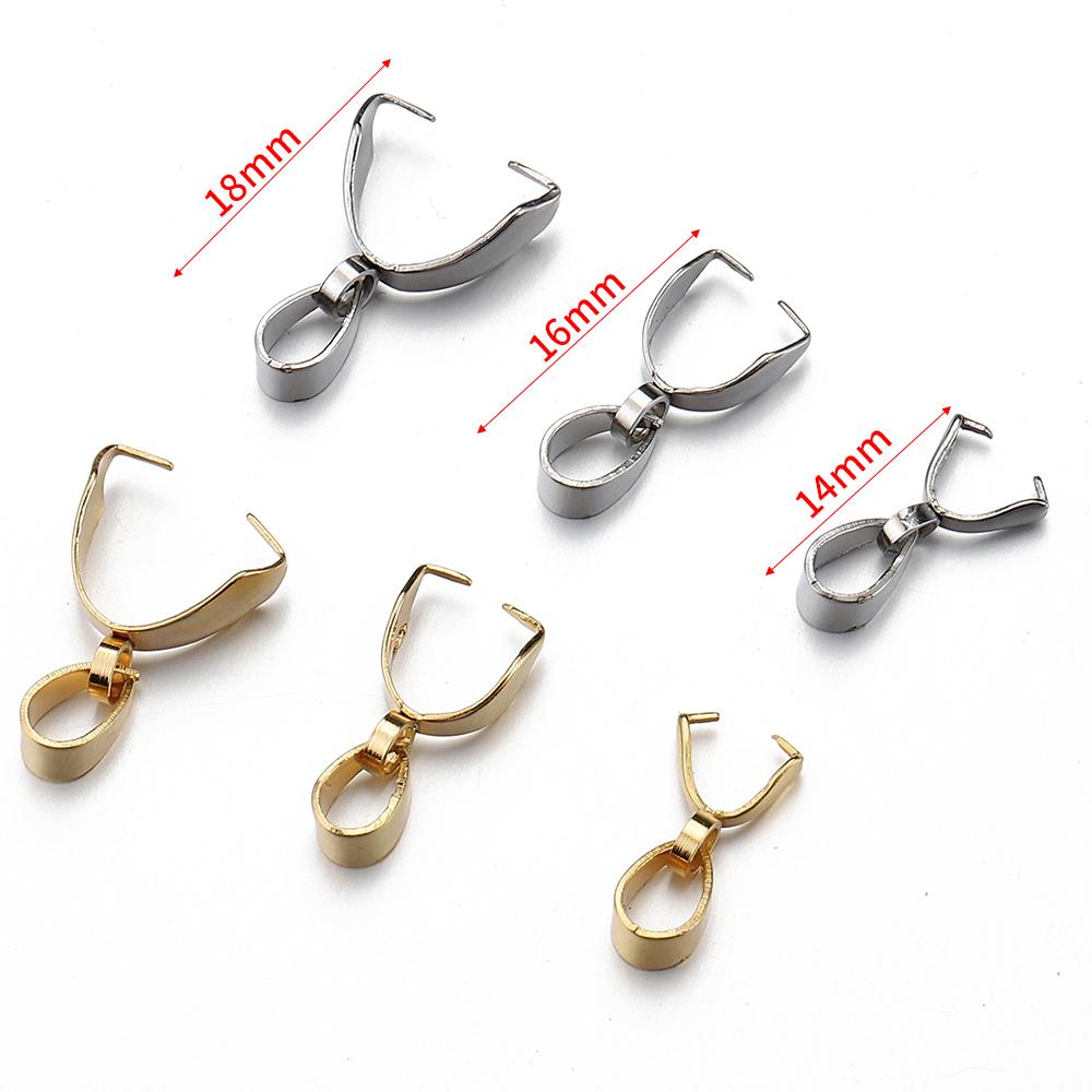 20pcs Stainless Steel Charms Pendant Clip Clasps Pinch Bail Clip for Necklace Pendant Connector DIY Jewelry Making Accessories