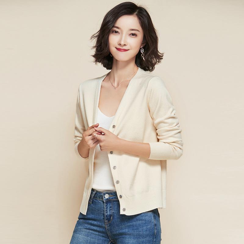

Женские топы осень-зима блузка трикотаж трикотаж пальто свитер кардиган для женщин уличная корейская одежда XL бежевый
