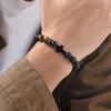 Religion Cross Men Women 8mm Natural Stone Tiger Eye & Black Matte Agates Bead Bracelet Elastic Bracelet Bangle Jewelry