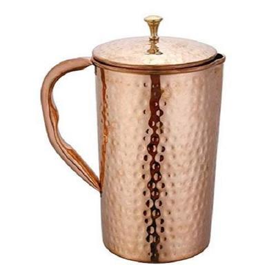 Džbán z čistej tepanej medi na servírovanie a skladovanie vody s mnohými ajurvédskymi zdravotnými benefitmi (1600 ML)