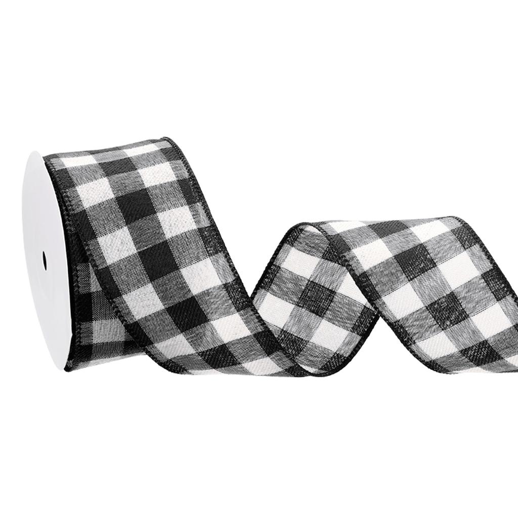 Plaid Wired Edge Ribbons Fall Plaid Burlap Ribbon Check Ribbon for Thanksgiving Autumn Party DIY Craft Bow Wrapping 10 Yard/Roll