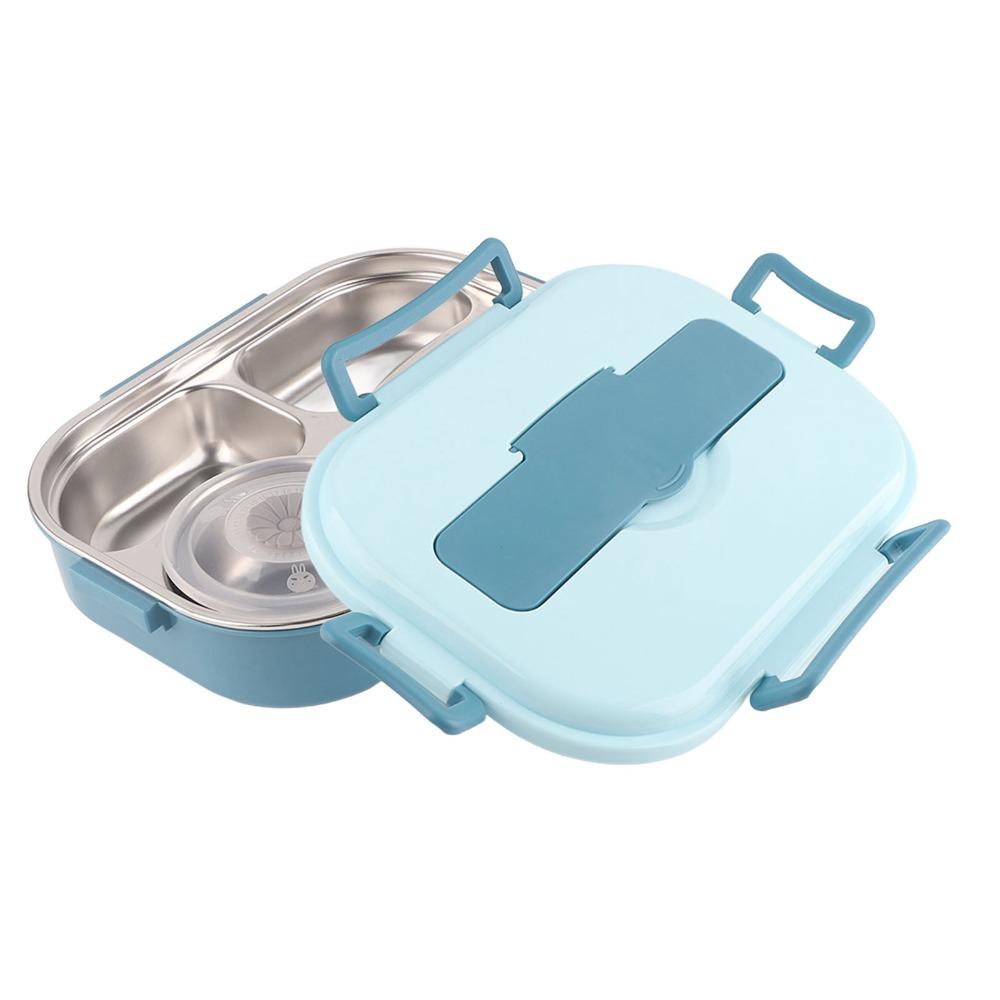 4-Compartment Portable Bento Box Includes Spoon & Chopsticks Food Storage Container  Work Use